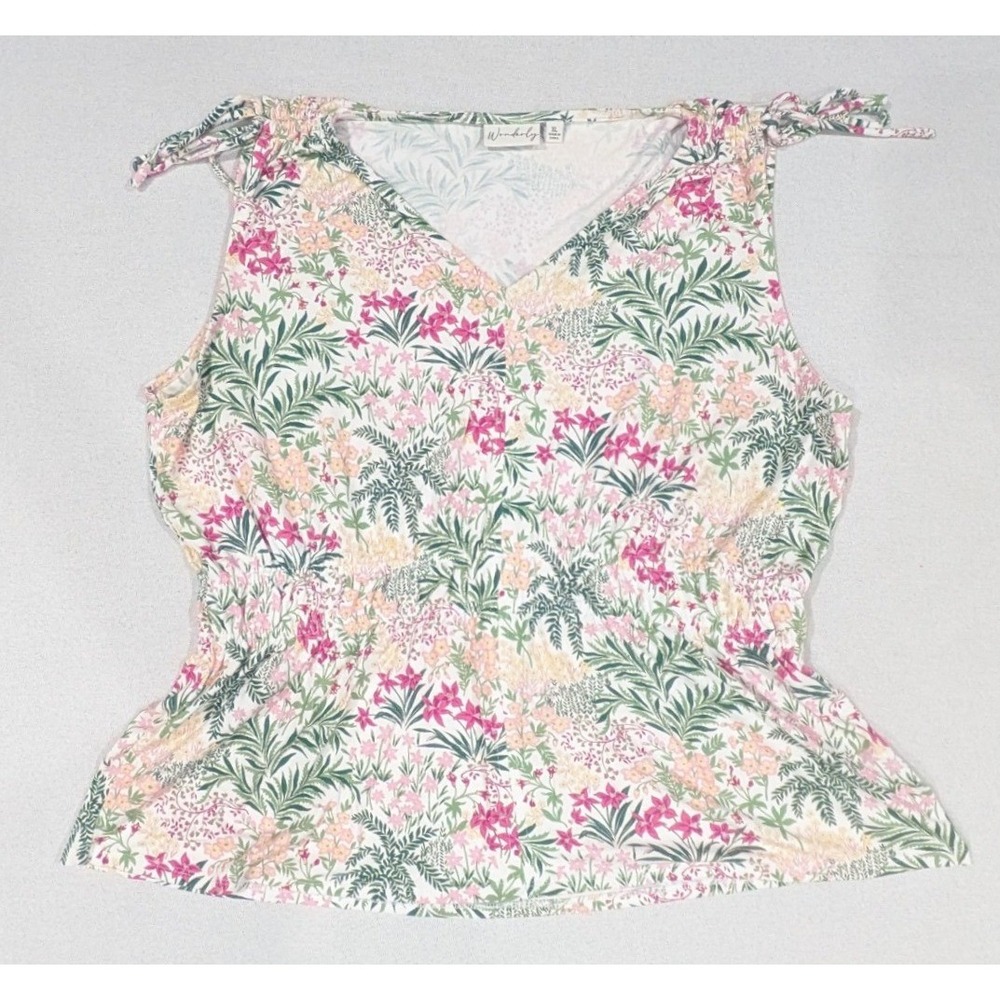 Wonderly Sleeveless Top Womens XL Multicolor Excellent Floral Tie Shoulder Boho